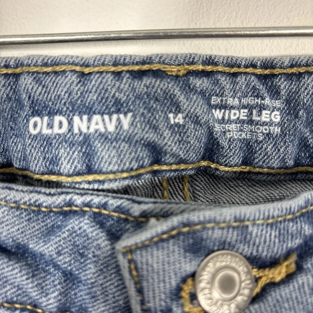 Old Navy Extra High-Rise Wide Leg Denim Jean Secret Smooth Pockets 14 Flattering